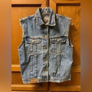 Vintage 80's PS Gitano Size Medium Light Blue Women's Denim Jean Jacket Vest